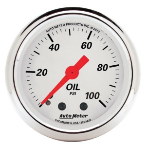 Autometer 1321 Arctic White Mechanical Oil Pressure Gauge - All