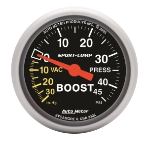 Autometer 3308 Sport-Comp Mechanical Boost/Vacuum Gauge - All