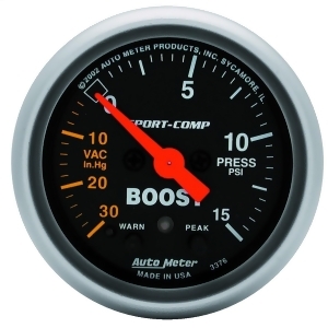 Autometer 3376 Sport-Comp Electric Boost/Vacuum Gauge - All