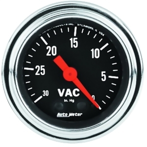 Autometer 2484 Traditional Chrome Mechanical Vacuum Gauge - All