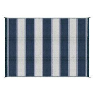 Camco 42871 Reversible Outdoor Mat 6' X 9' Blue Stripe - All