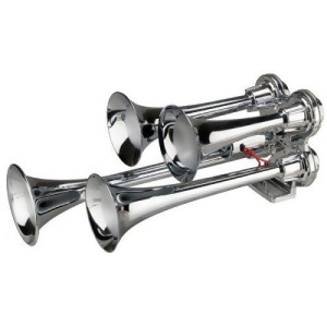 Wolo 853 Philly Express Metal Compact Truck Horn With 4 Chrome Plated Trumpets - All