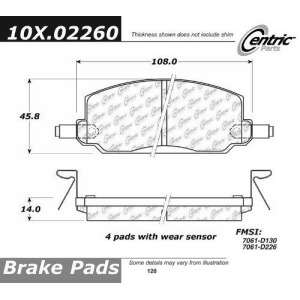 Centric Parts 102.02260 102 Series Semi Metallic Standard Brake Pad - All
