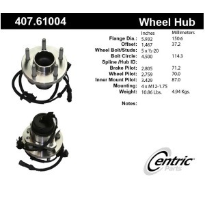 Centric 407.61005E Wheel Hub Assembly - All