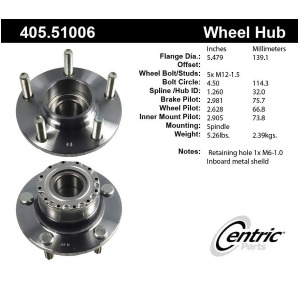Centric 405.51006E Rear Wheel Hub And Bearing Assembly - All