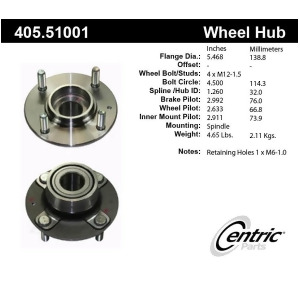 Centric 405.51001E Rear Wheel Hub And Bearing Assembly - All