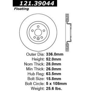 Centric Parts 121.39044 C-Tek Standard Brake Rotor - All