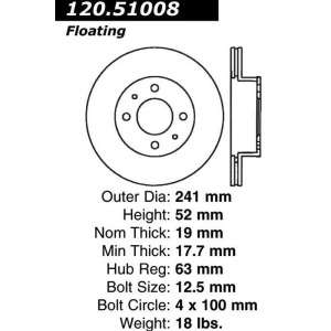 Centric Parts Inc. 12151008 Centric Parts 121.51008 C-Tek Standard Brake Rotor - All