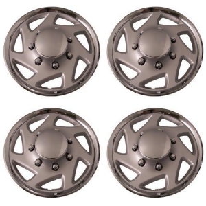 Set of 4 Chrome/Silver 16 Inch Aftermarket Replacement Hubcaps with Metal Clip Retention System Part Number Iwc9416c - All