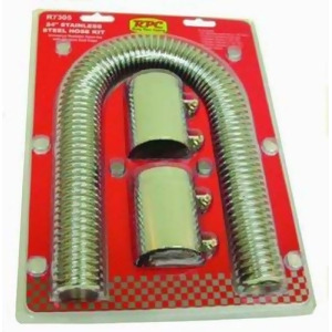 Racing Power Company R7305 24In Stainless Hose Kit W/Chrome Ends - All
