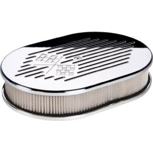 Billet Specialties 15327 Small Oval Cross Flags Billet Air Cleaner - All