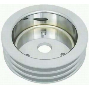 Polished Aluminum Sb Chevy V8 Triple Groove Pulley - All