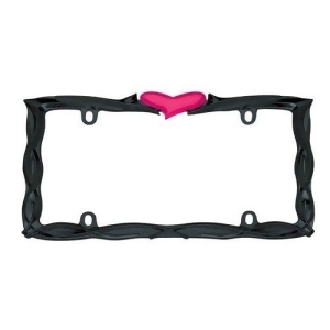 Cruiser Accessories 22456 Glossy Black/Pink Heart License Plate Frame - All