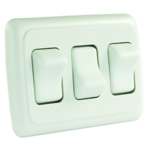 Jr Products 12025 White Triple Spst On-Off Switch With Bezel - All
