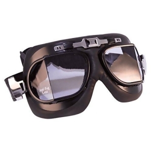Emgo Roadhawk Leather Classic Split Lens Goggles Black - All