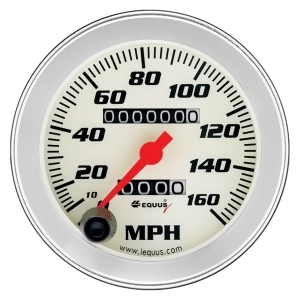 3-3/8 Speedometer White With Silver Bezel Equus 8076 - All