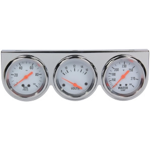 Chrome 2 58 Triple Gauge Kit With Oil Pressure Vol - All