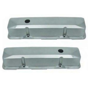 Racing Power Company R6152 Tall Recessed Plain Polished Aluminum Valve Cover for Small Block Chevy - All