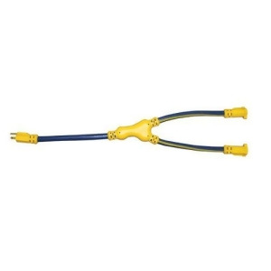 Voltec 04-00094 12/3 Stw U-Ground Adapter 2-Foot Blue With Yellow Stripe - All