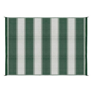 Camco 42870 Reversible Outdoor Mat 6' X 9' Green Stripe - All