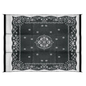 Camco 42853 Reversible Outdoor Mat 9' X 12' Charcoal Oriental - All