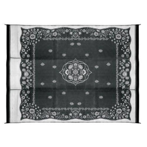 Camco 42853 Reversible Outdoor Mat 9' X 12' Charcoal Oriental - All