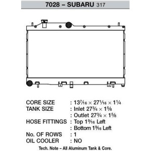 Radiator-1 Row All Aluminum High Performance Csf 7028 fits 08-10 Subaru Impreza - All