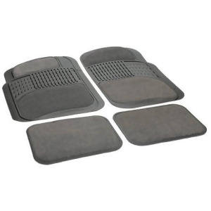 Rubber Queen 70514 Rubber Bordered Carpeted 4 Piece Floor Mats Gray - All
