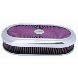 Racing Power R5023 Polished Aluminum 15 X 2 Oval Super Flow Filter Air Cleaner - All