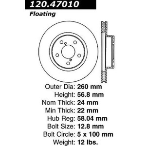 Centric Parts 120.47010 Premium Brake Rotor with E-Coating - All