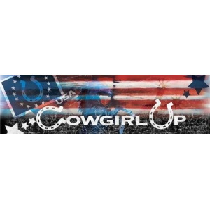 Cowgirl Up Flag Collage 66X20 Patriotic Rear Window Decal - All