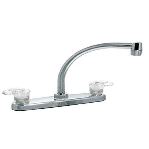 Kitchen Faucet 8In Hi-arc 2 Lever 1/4 Turn Plastic Chrome - All