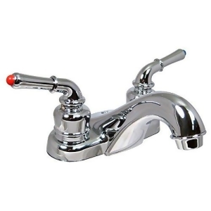 Bathroom Faucet 4In Low Arc 2 Lever Teacup 1/4 Turn Plastic Chrome - All