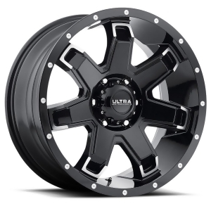 Ultra Wheel 209Bk Bent 7 Gloss Black with Diamond Cut Spoke Ends Wheel 20x9 18mm offset - All