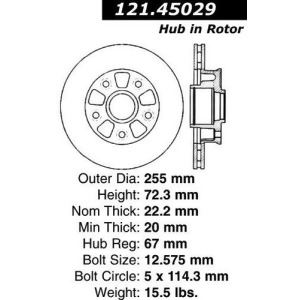 Centric Parts 120.45029 Brake Rotor - All
