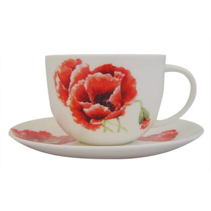 Roy Kirkham Breakfast Cup/Saucer - Garden Poppy Set of 2 
