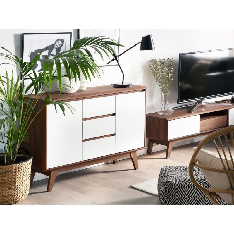 Sideboard White with Dark Wood PITTSBURGH from Beliani at 