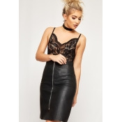 Gwen Faux Leather Zip High Waist Pencil Skirt - Black Gwen Faux Leather Zip High Waist Pencil Skirt - Black