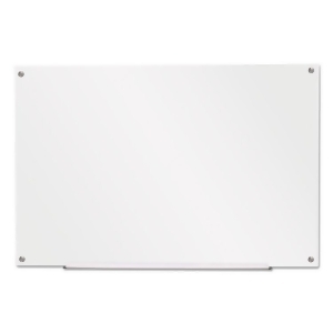 Universal Frameless Glass Marker Board, 36' X 24', White UNV43232 Includes marker holder and mounting kit