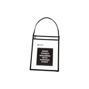 C-Line Stitched Shop Ticket Holder with Black Strap, Both Sides Clear, 9 x 12 Inches, 15 per Box (41922)