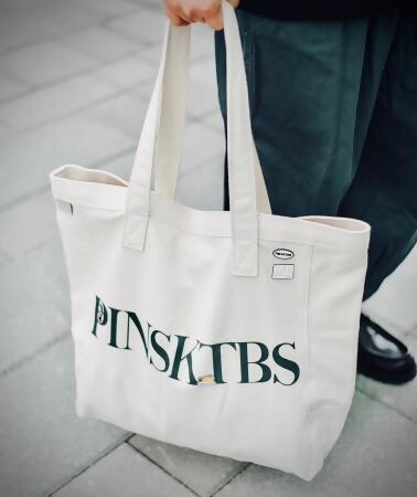 PINSKTBS 品牌標語帆布大托特包 
