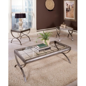 Steve Silver Emerson 3 Piece Occasional Table Set in Silver / Gray - All