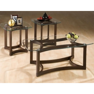 Jofran 107 Bellingham Brown 3 Piece Glass Top Occasional Table Set - All