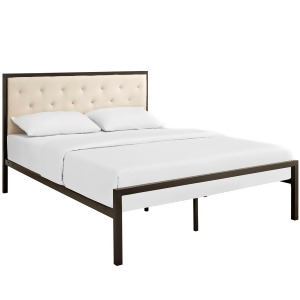 Modway Mia Fabric Bed Frame In Brown And Beige - All