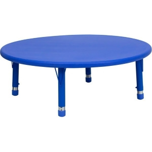 Flash Furniture 45 Inch Round Height Adjustable Blue Plastic Activity Table Yu - All