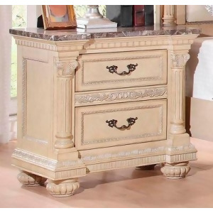 Homelegance Russian Hill Night Stand With Faux Marble Top In Antique White - All