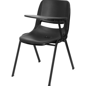 Flash Furniture Black Ergonomic Shell Chair w/ Left Handed Flip-Up Tablet Arm - All