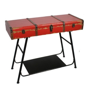 Entrada En18061 Wood Table With Leather Strap Red - All