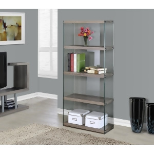 Monarch Specialties Dark Taupe Reclaimed-Look Tempered Glass Bookcase I 3060 - All