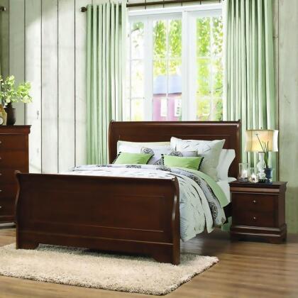 Homelegance Abbeville 2 Piece Sleigh Bedroom Set in Brown Cherry 